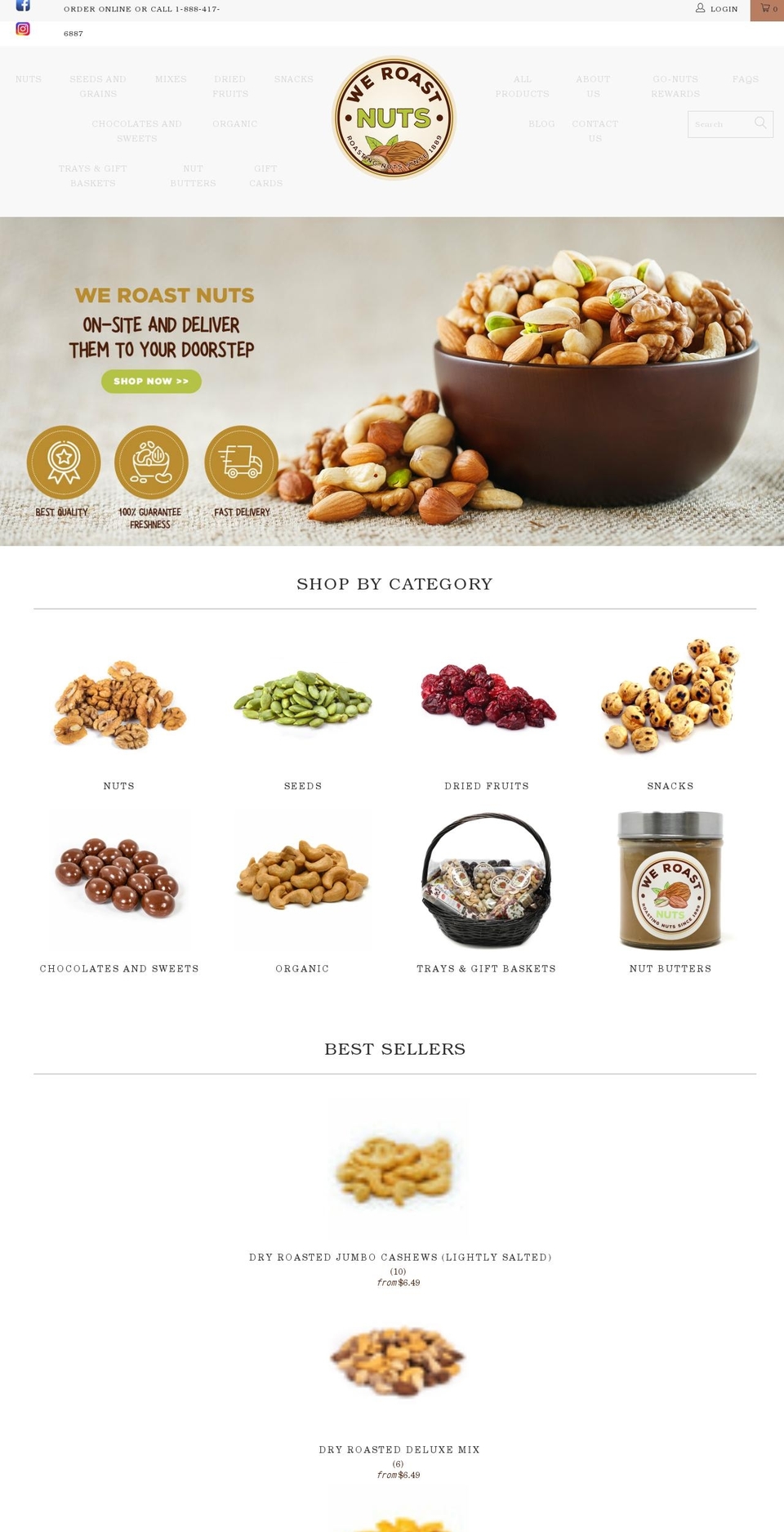 weroastnuts.ca shopify website screenshot