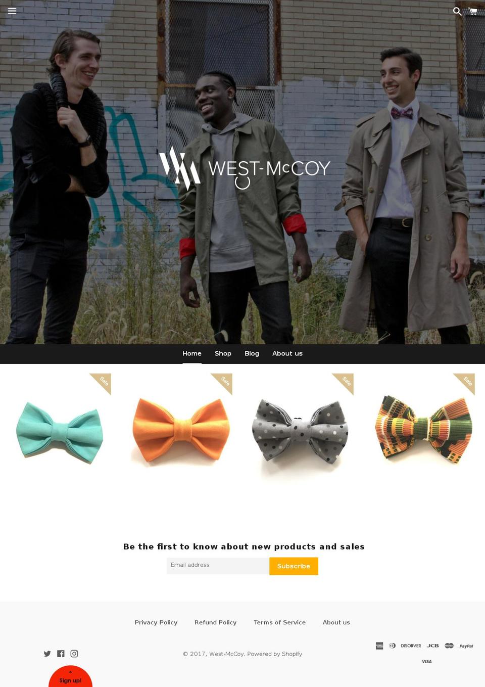 west-mccoy.com shopify website screenshot