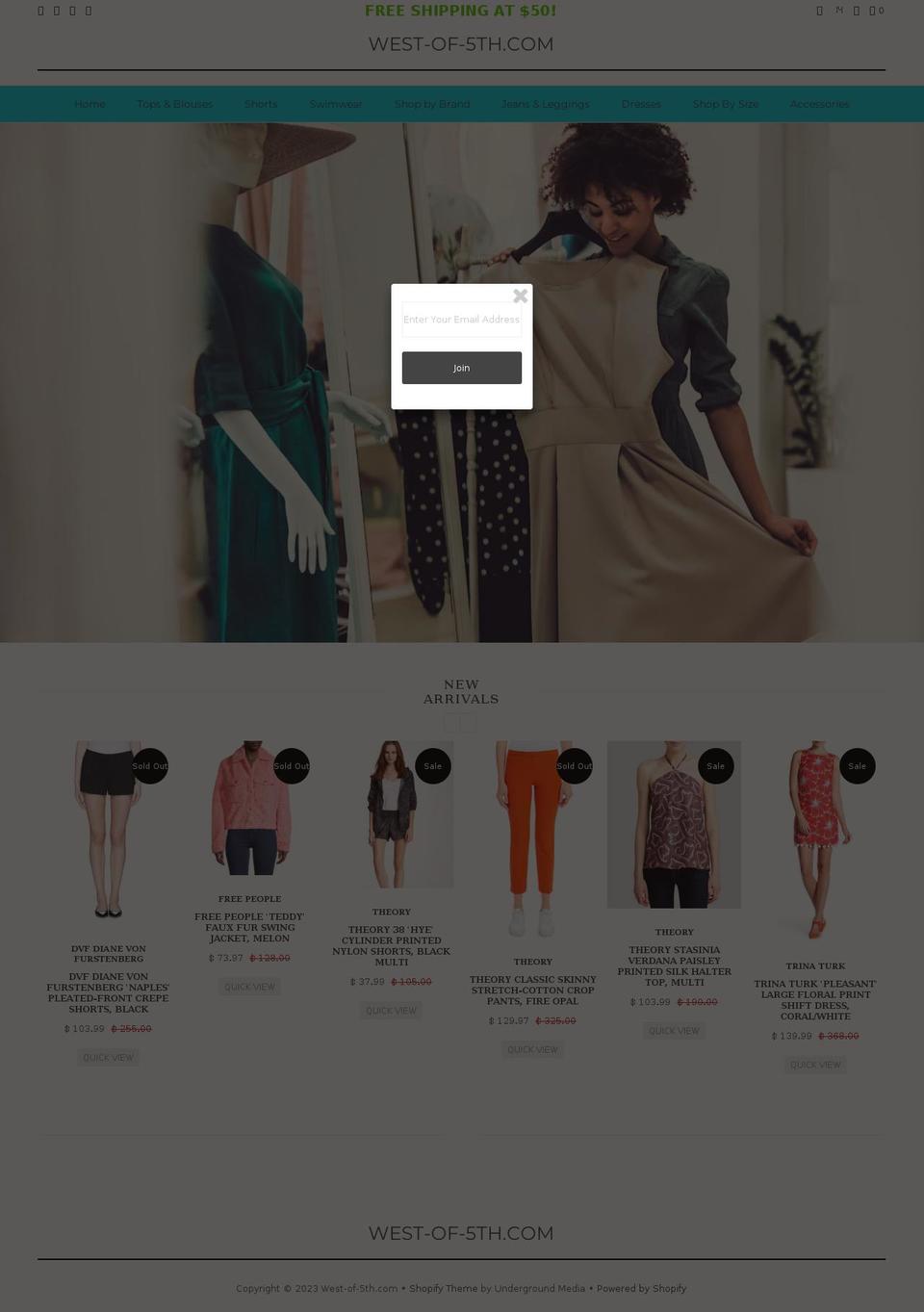 west-of-5th.com shopify website screenshot