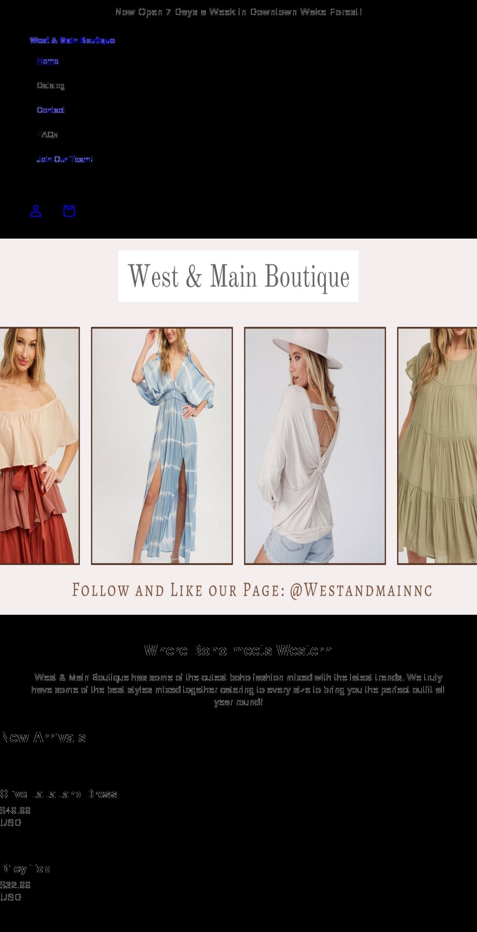 westandmainboutique.com shopify website screenshot
