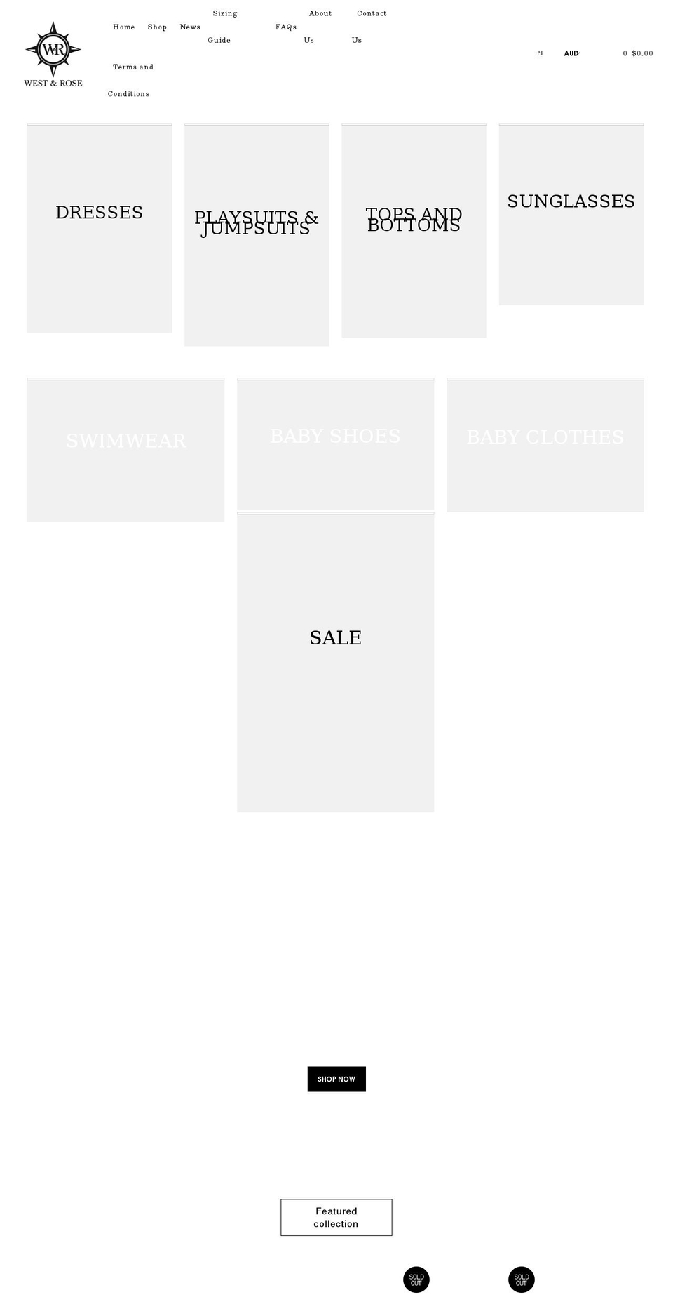 westandrose.com.au shopify website screenshot