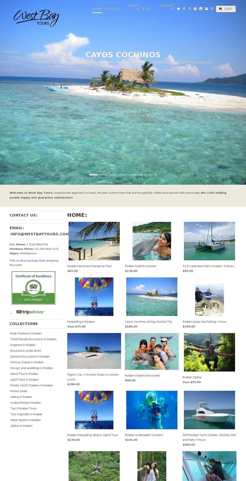 westbaytours.com shopify website screenshot
