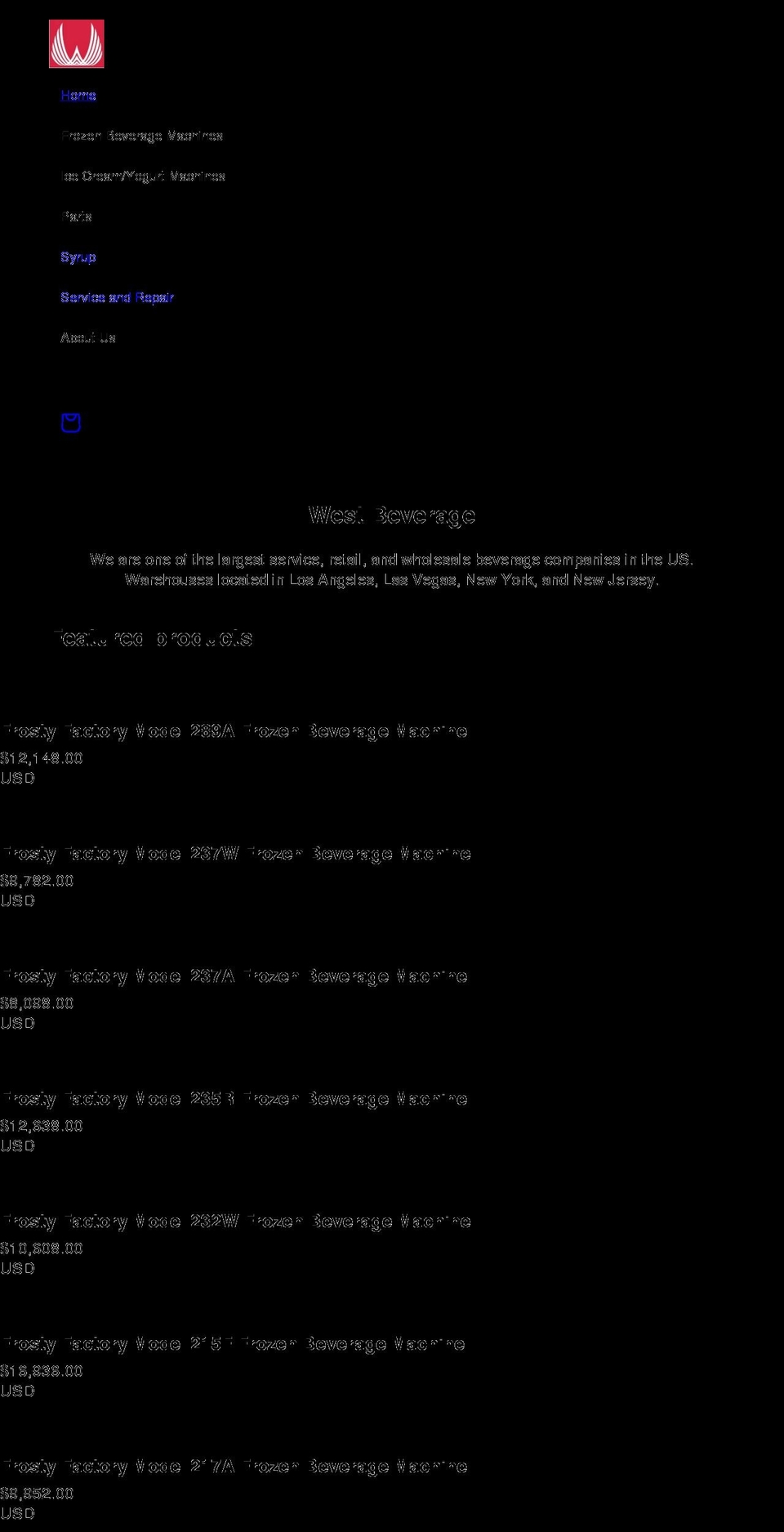 westbev.com shopify website screenshot