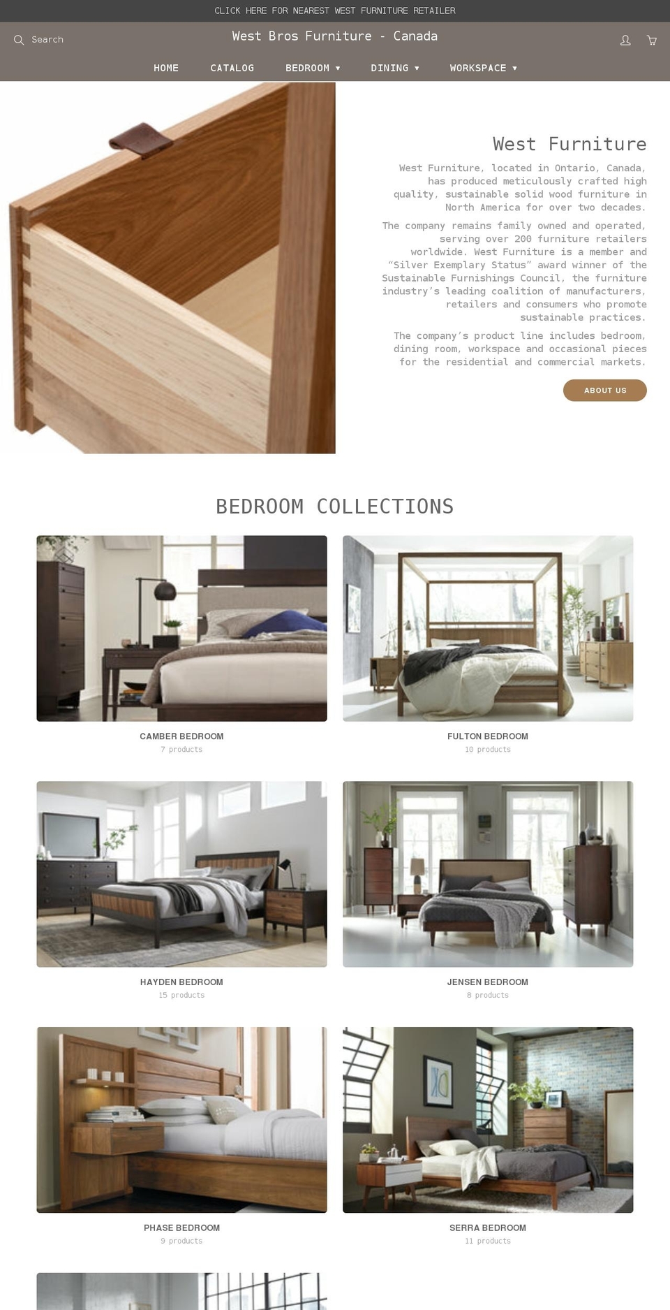westbrosfurniture.ca shopify website screenshot