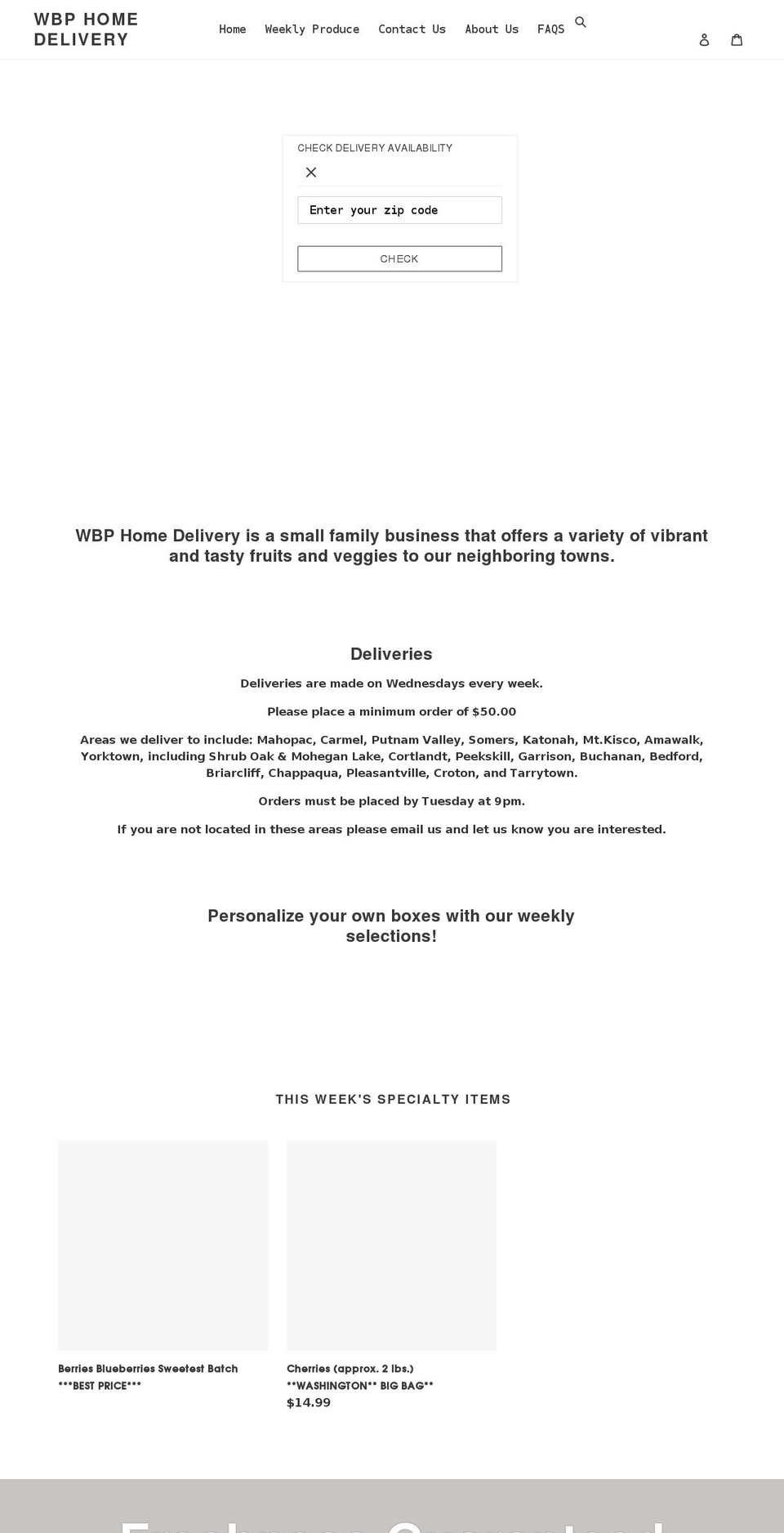 westchestersbesthomedelivery.com shopify website screenshot