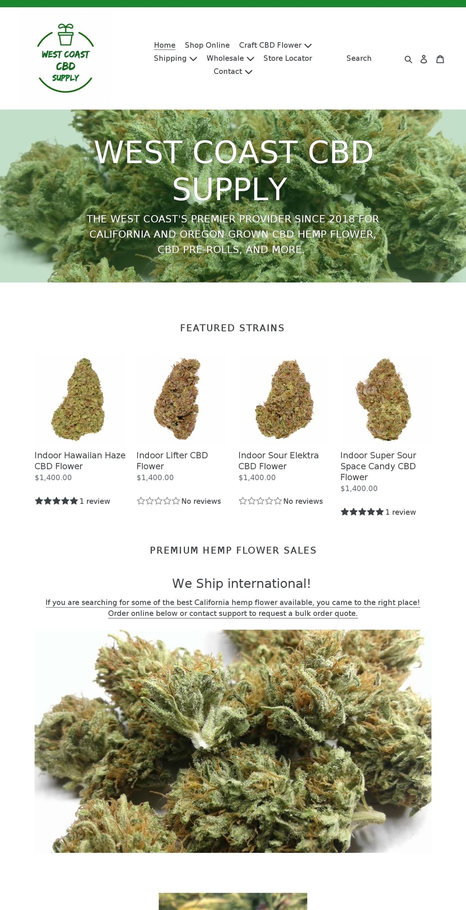 westcoastcbdsupply.com shopify website screenshot