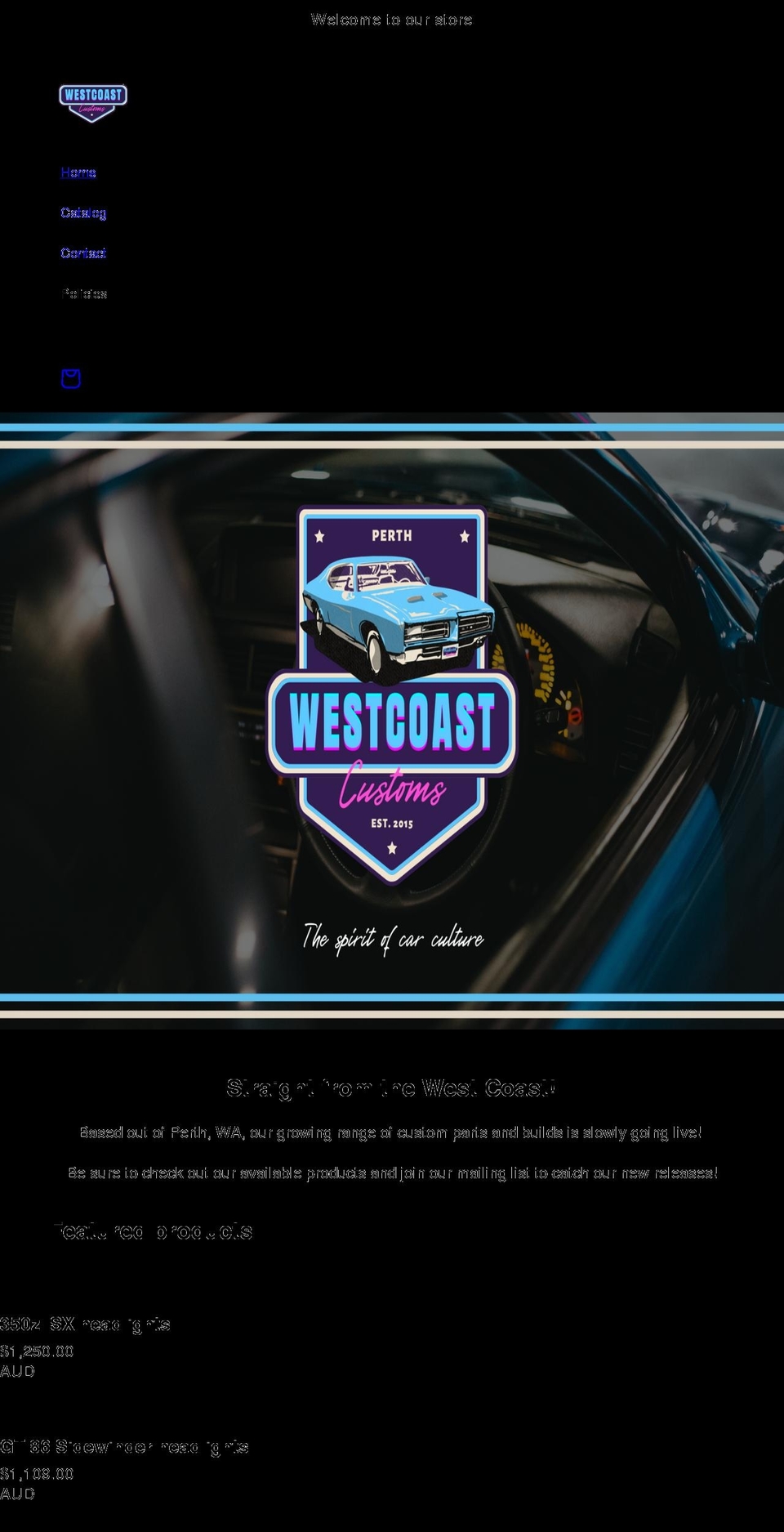westcoastcustoms.com.au shopify website screenshot