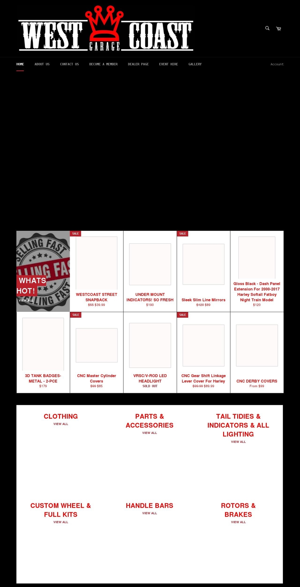 westcoastgarage.com.au shopify website screenshot
