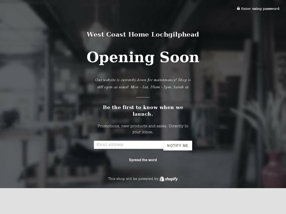 westcoasthome.co.uk shopify website screenshot