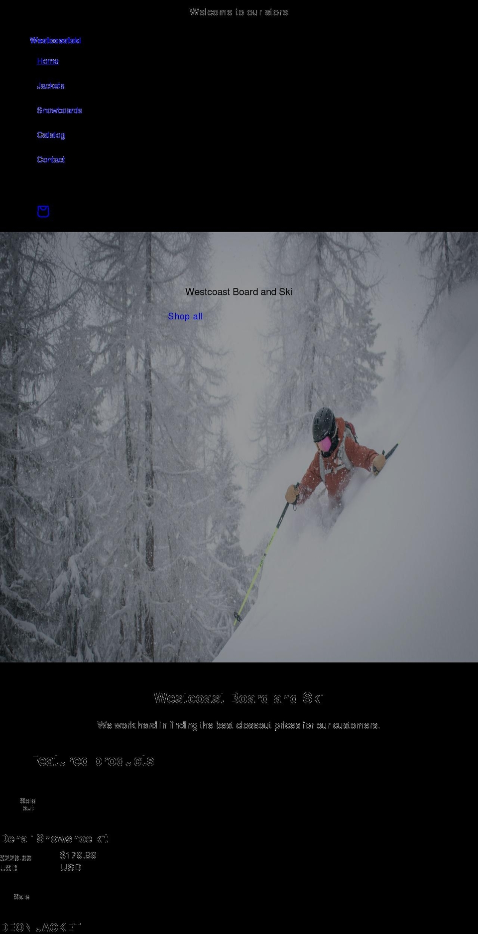 westcoastski.com shopify website screenshot