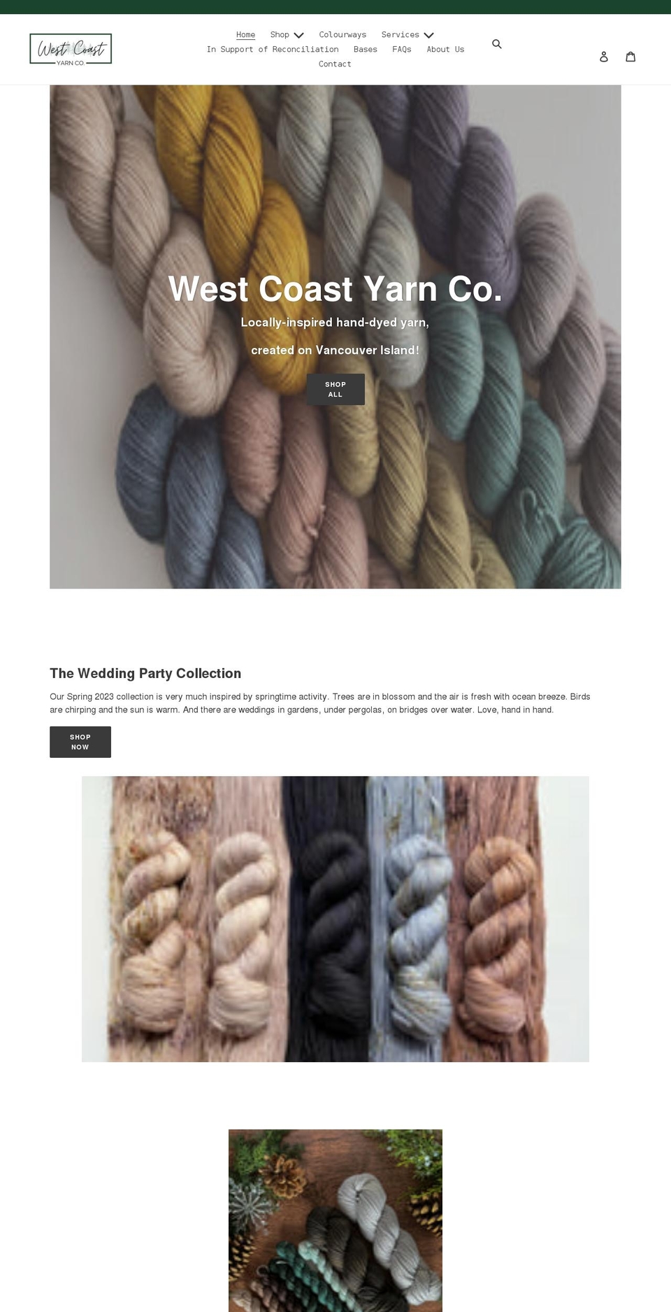 westcoastyarn.com shopify website screenshot