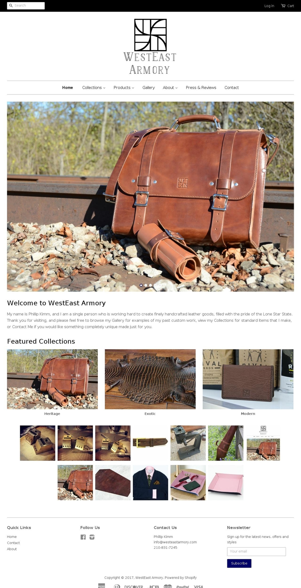 westeastarmory.com shopify website screenshot