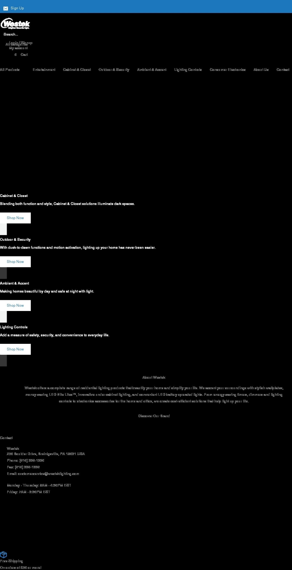 westeklighting.com shopify website screenshot