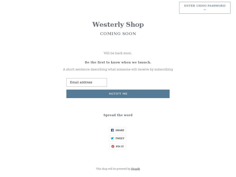 westerlyshop.com shopify website screenshot