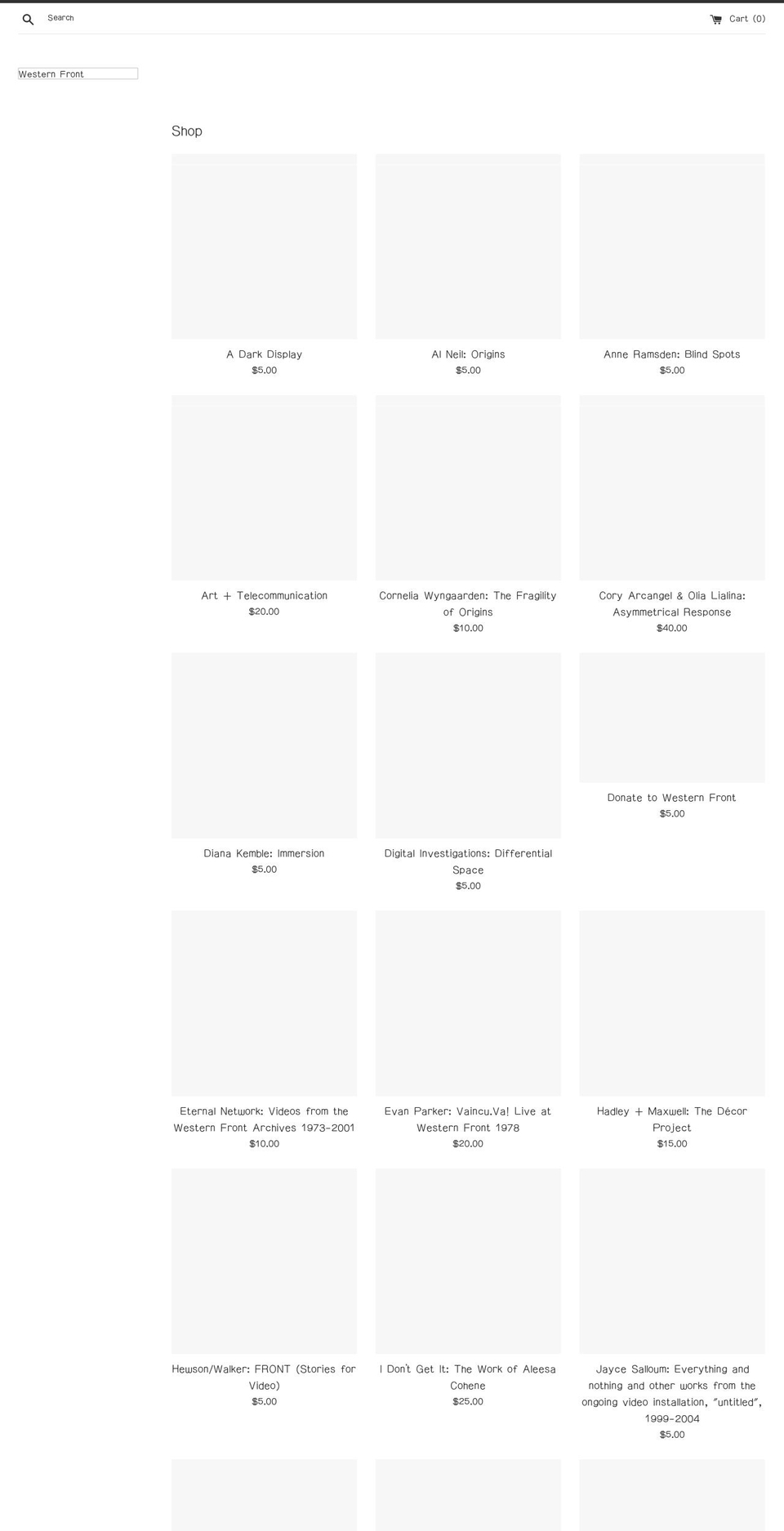 western-front.myshopify.com shopify website screenshot