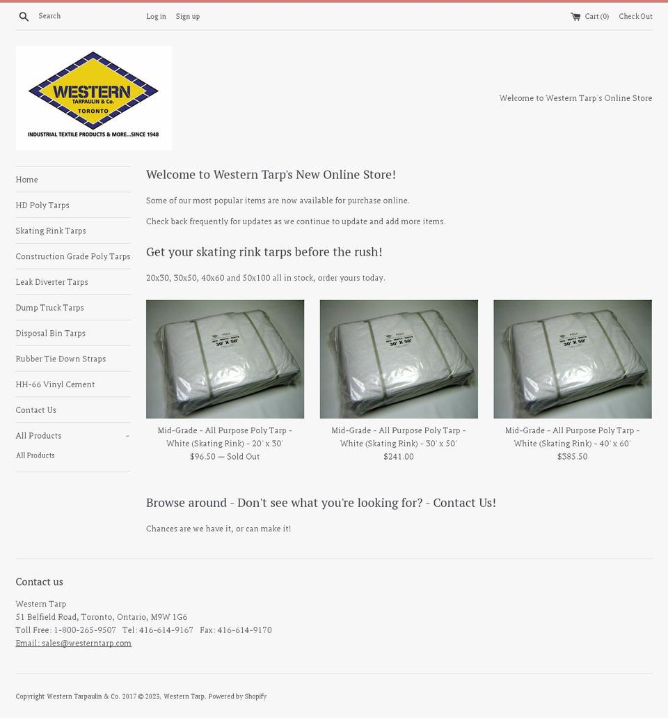 western-tarp.myshopify.com shopify website screenshot