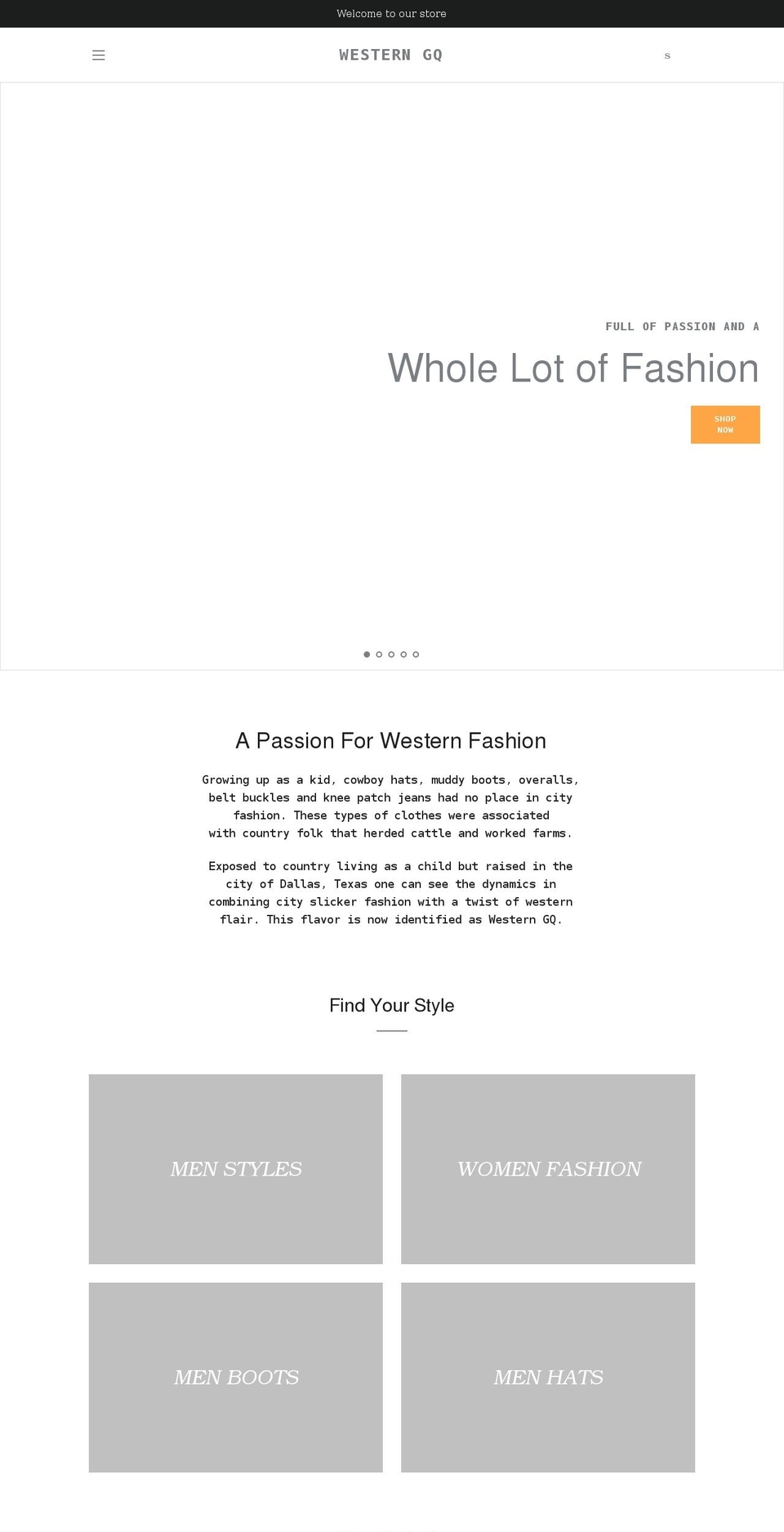 westerngq.com shopify website screenshot