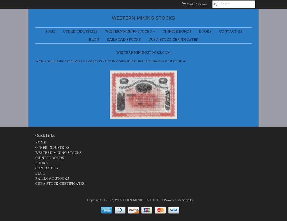 westernminingstocks.com shopify website screenshot