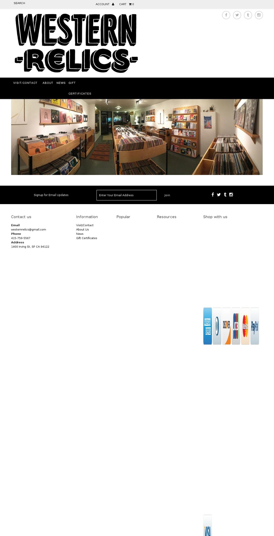 westernrelics.com shopify website screenshot