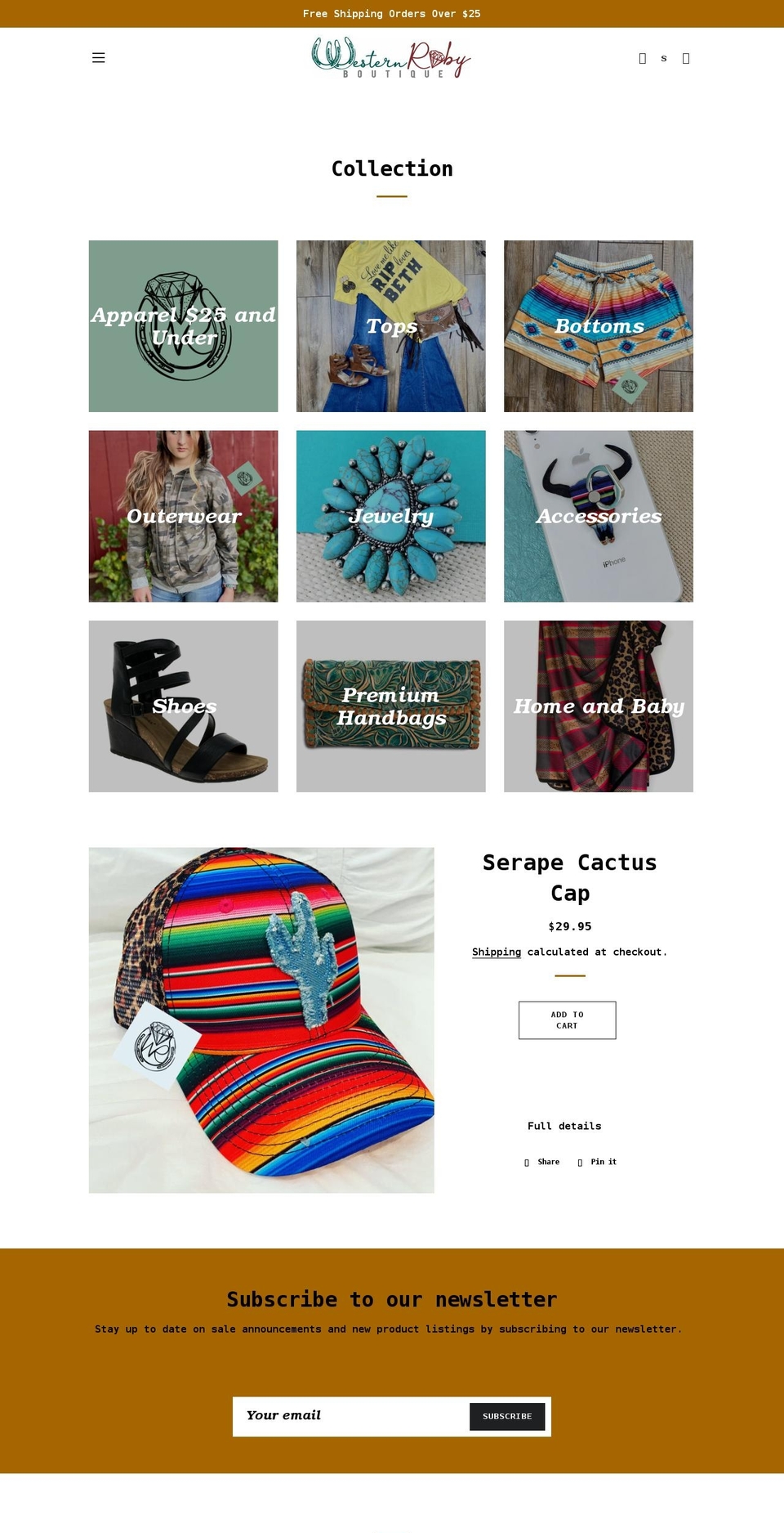 westernrubyboutique.com shopify website screenshot