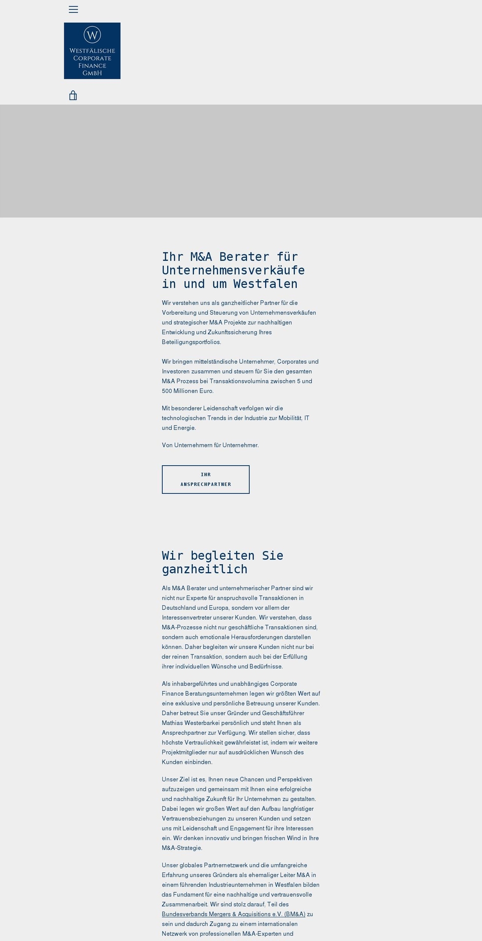 westfaelische-corporate-finance.de shopify website screenshot