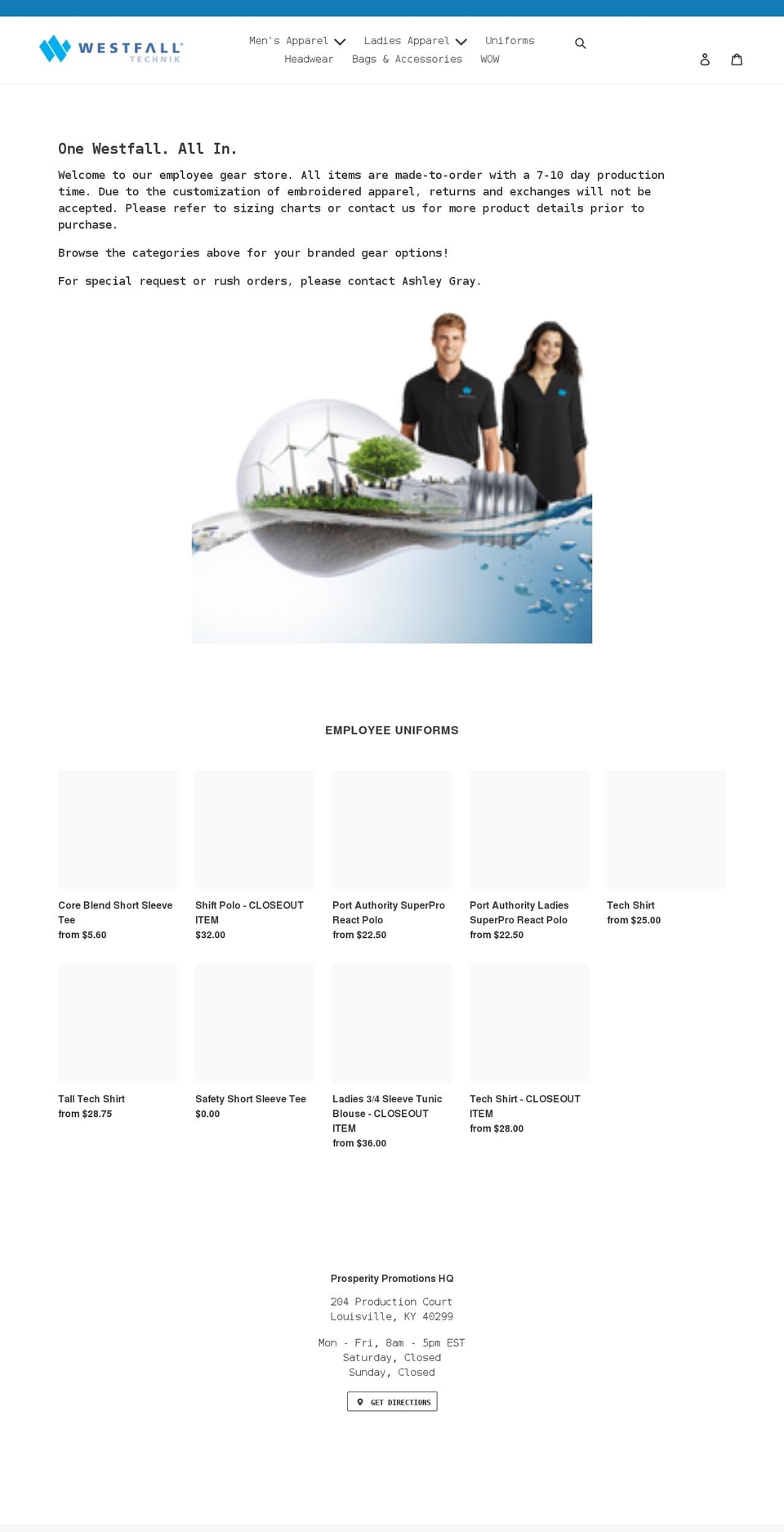 westfallstore.com shopify website screenshot