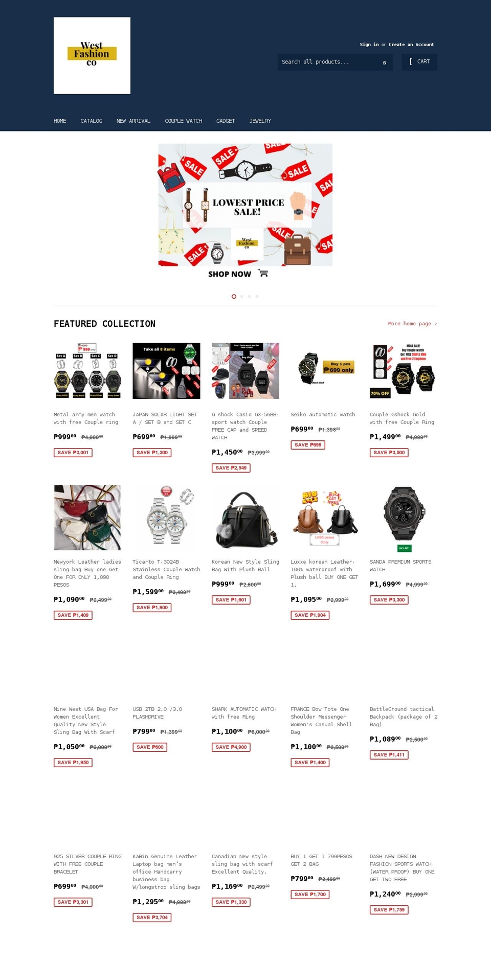 westfashionco.com shopify website screenshot