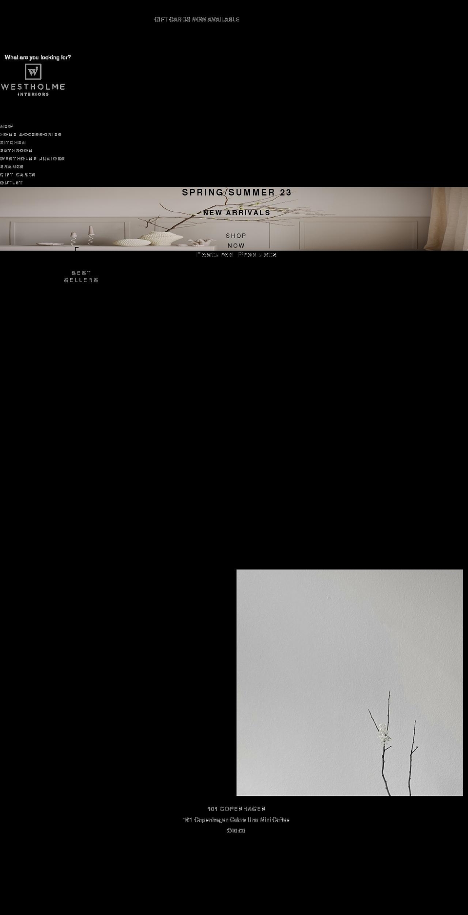 westholmeinteriors.com shopify website screenshot