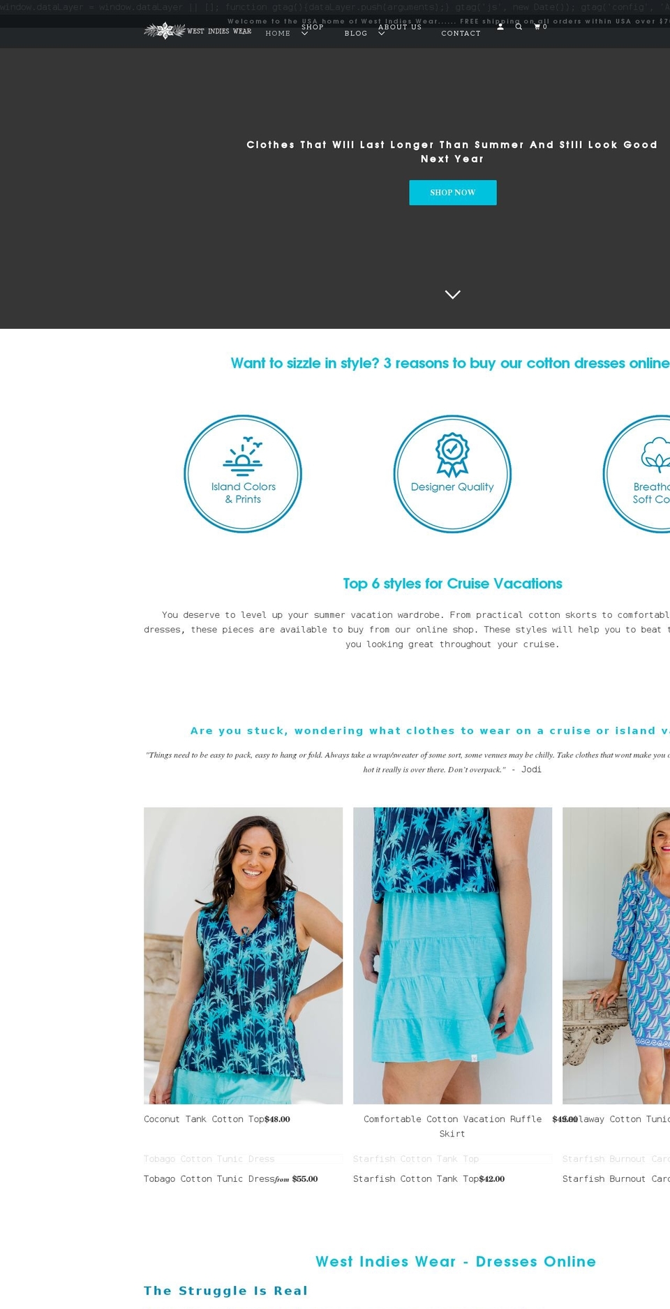 westindieswear.com shopify website screenshot