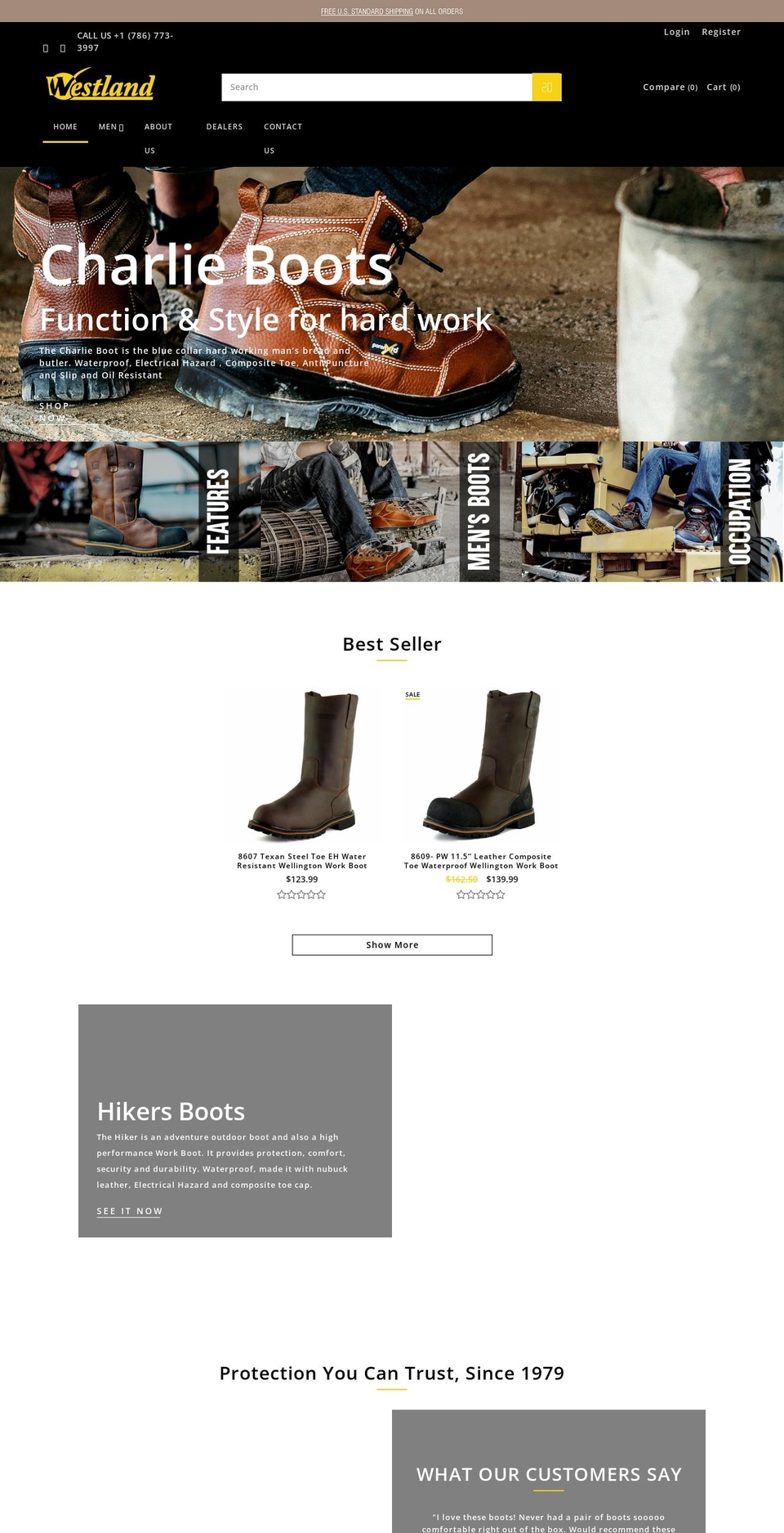 westlandfootwear.com shopify website screenshot