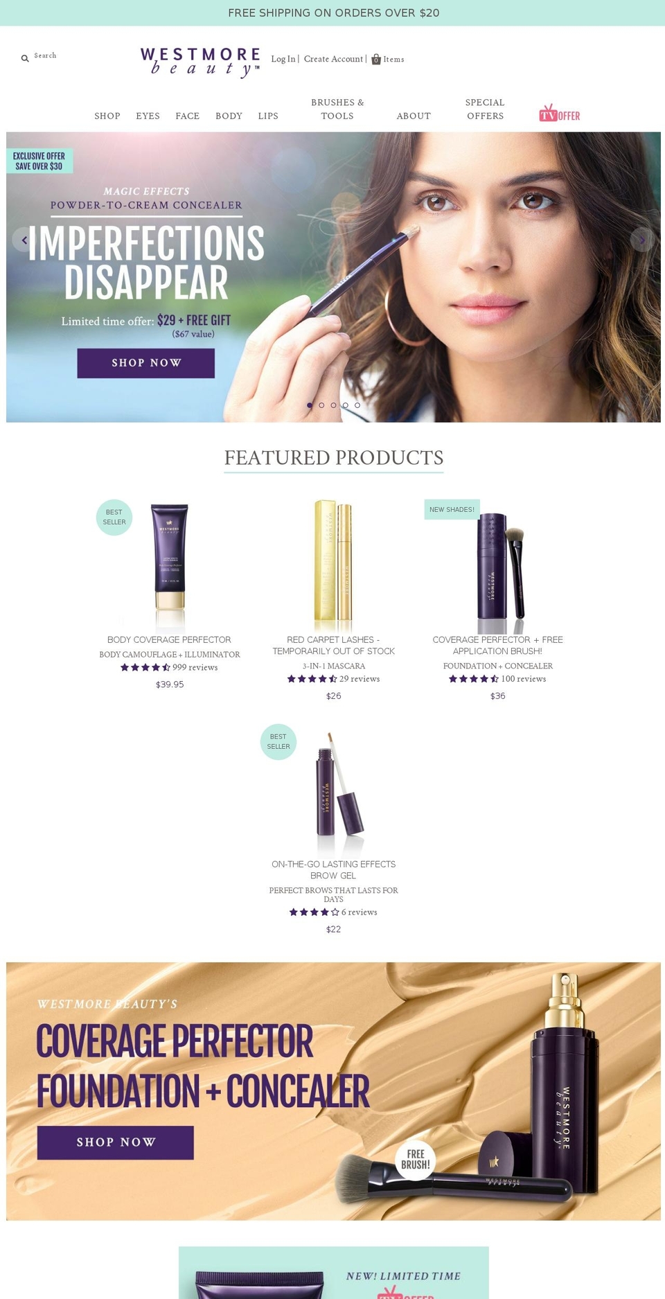 westmorebeauty.com shopify website screenshot
