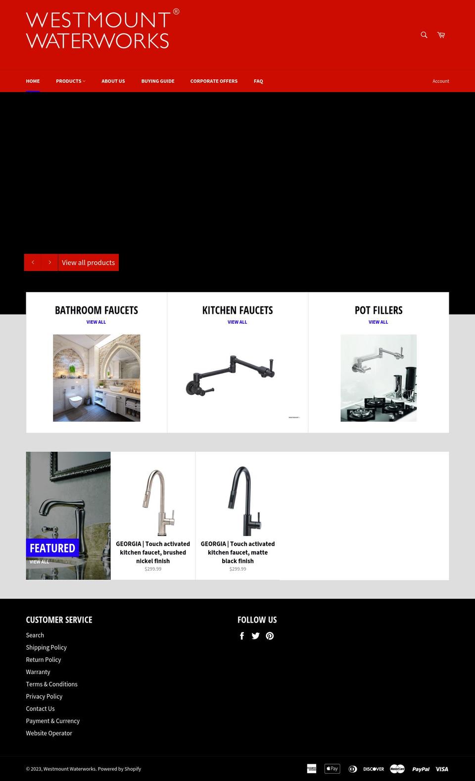 westmountwaterworks.com shopify website screenshot