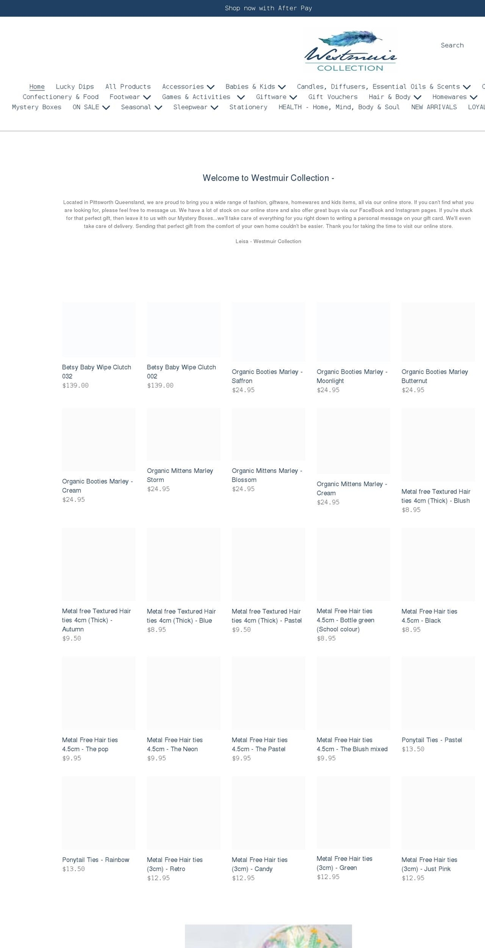 westmuircollection.com.au shopify website screenshot