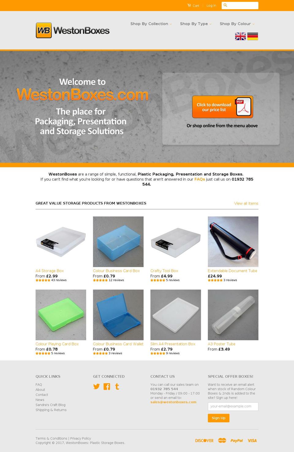 westonboxes.com shopify website screenshot