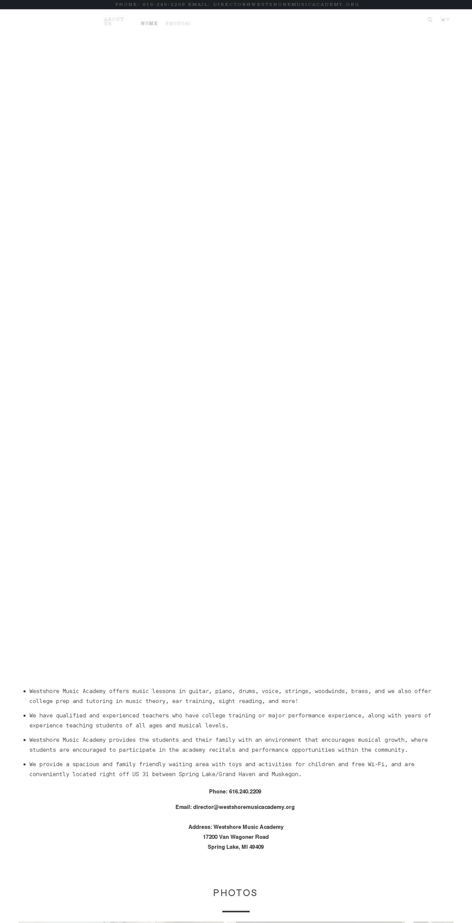 westshoremusicacademy.org shopify website screenshot