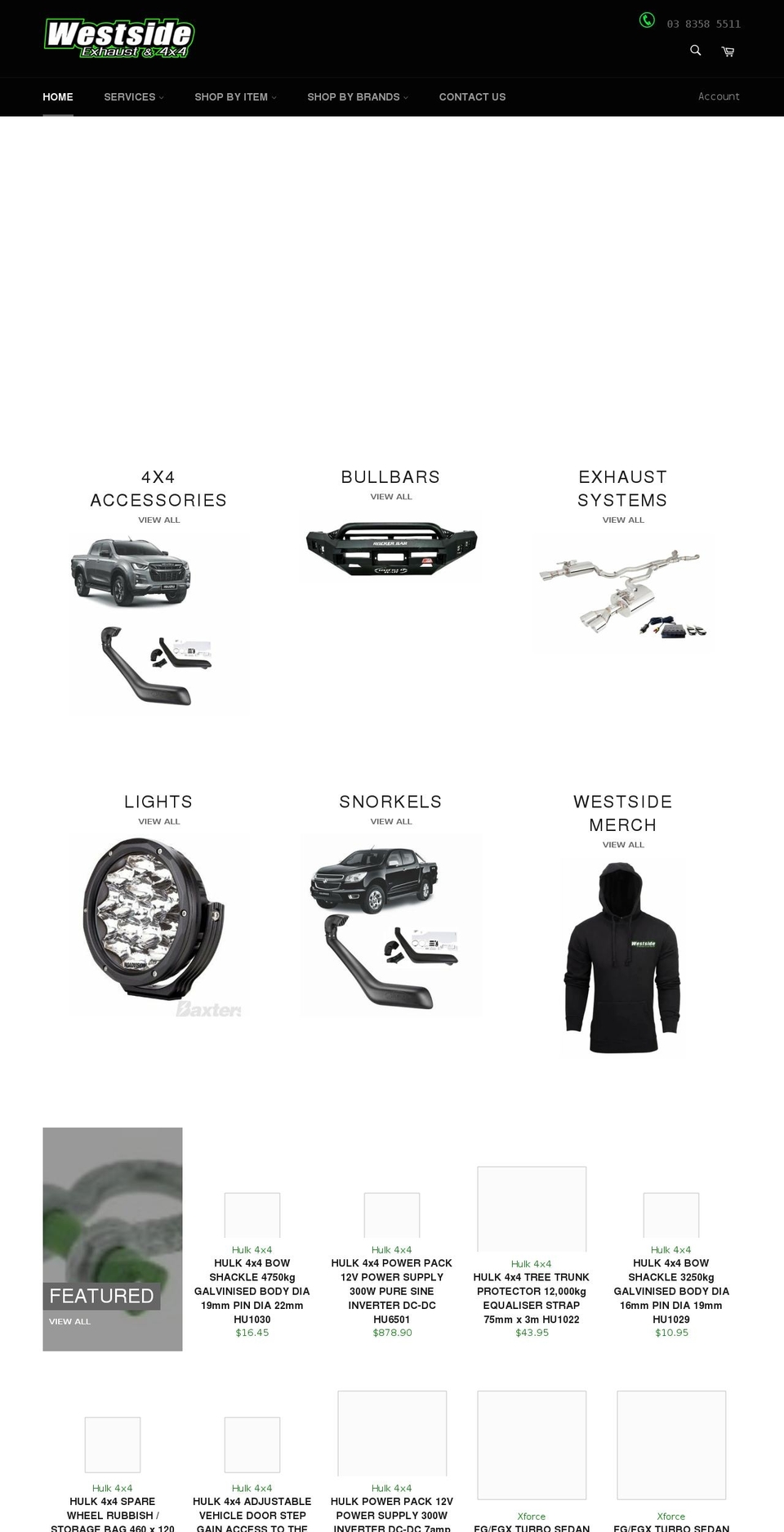 westsideexhaust4x4.com.au shopify website screenshot