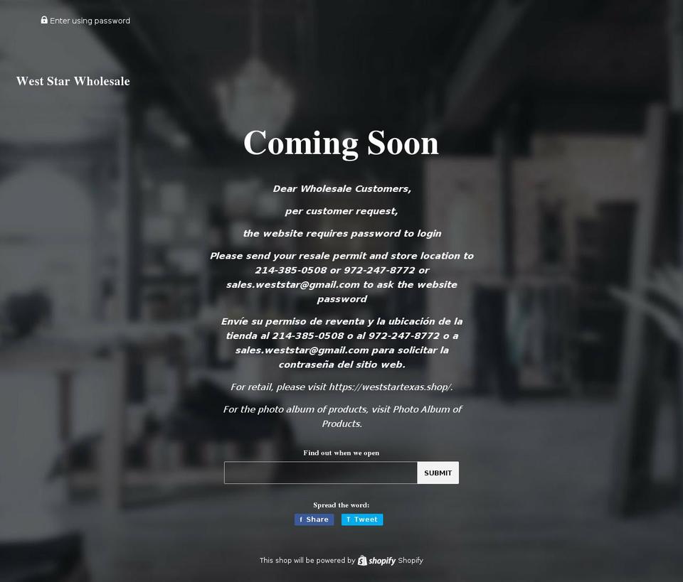weststartexas.com shopify website screenshot