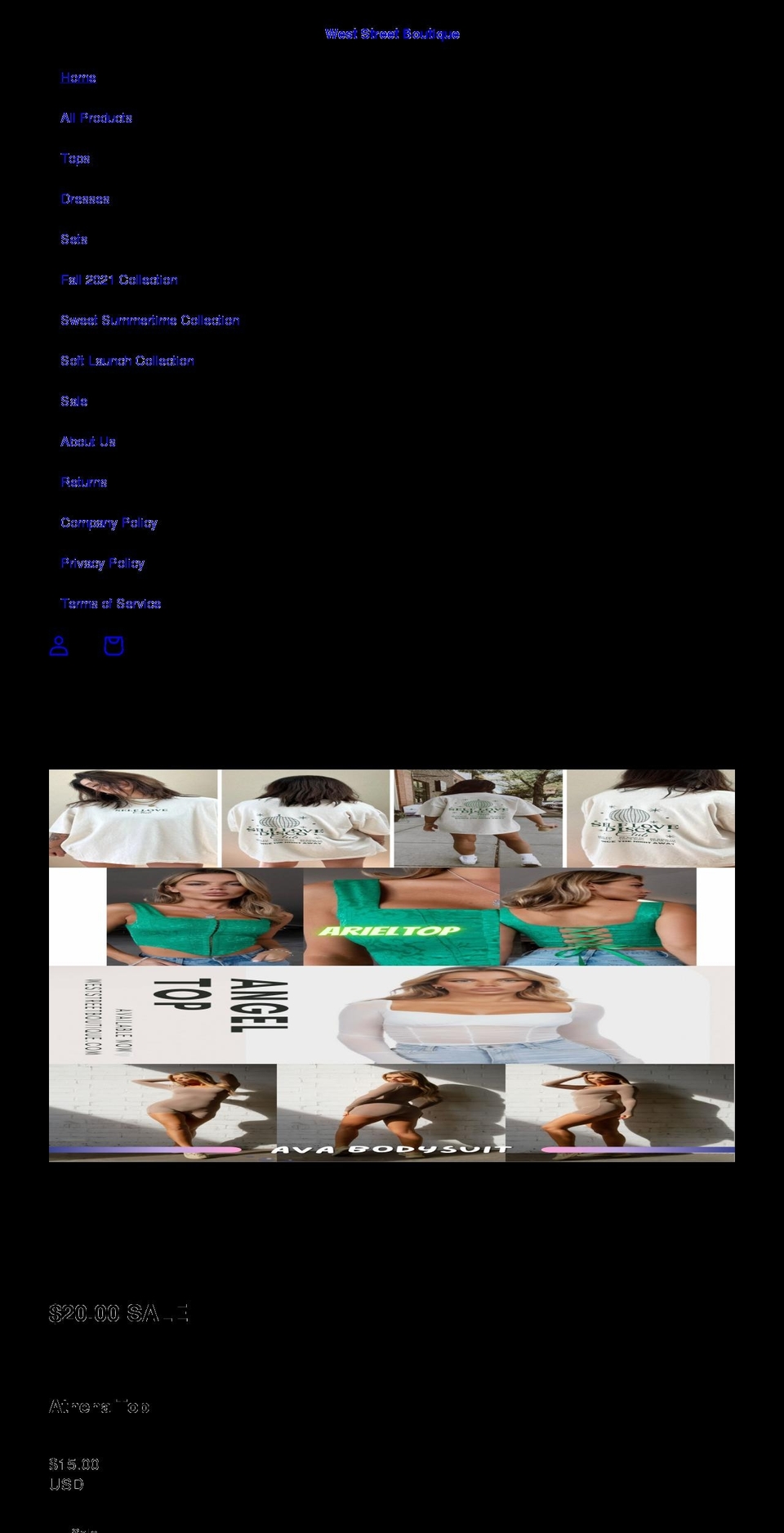 weststreetboutique.com shopify website screenshot