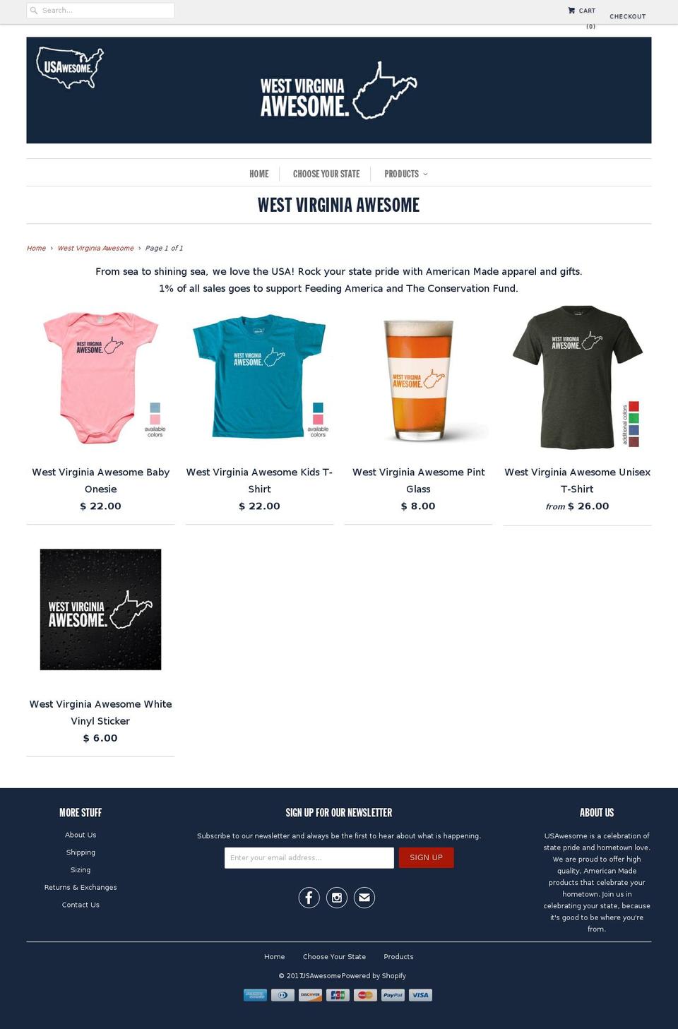 westvirginiaawesome.com shopify website screenshot