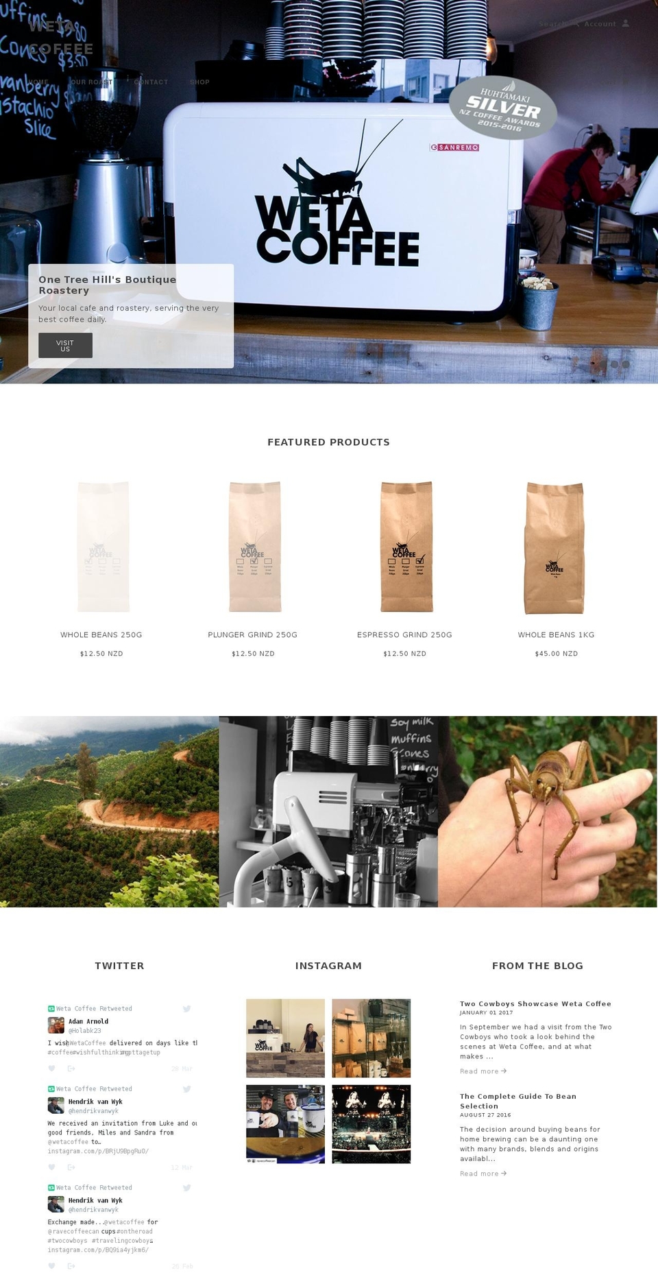 wetacoffee.co.nz shopify website screenshot