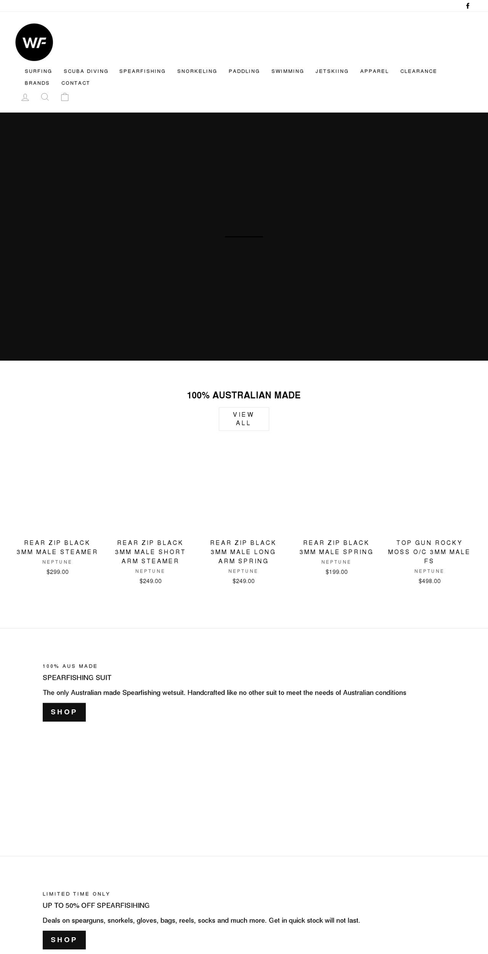 wetsuitfactory.com shopify website screenshot