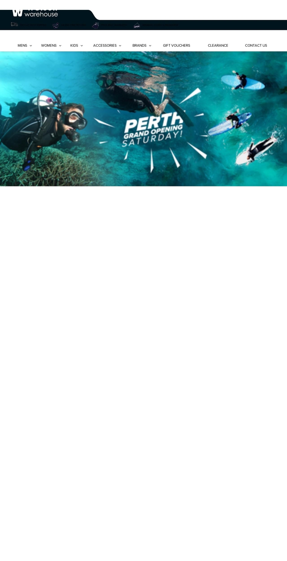 wetsuitwarehouse.com.au shopify website screenshot