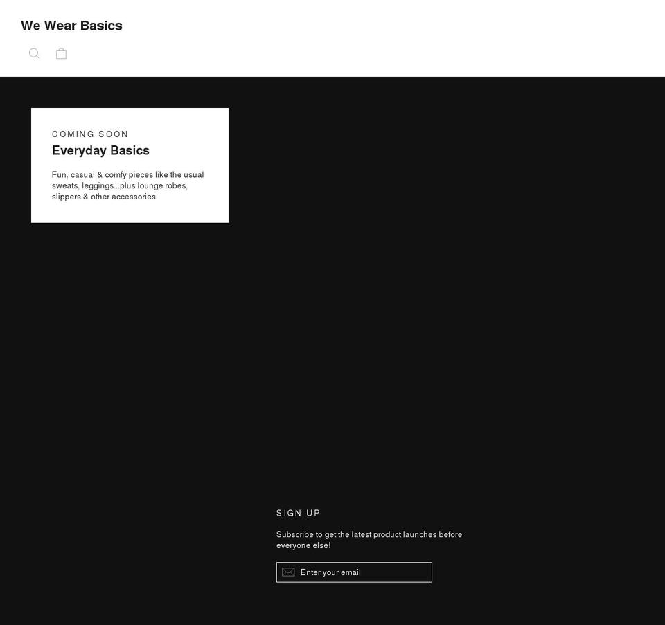 wewearbasics.com shopify website screenshot
