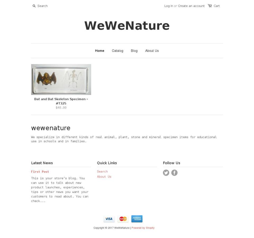 wewenature.com shopify website screenshot