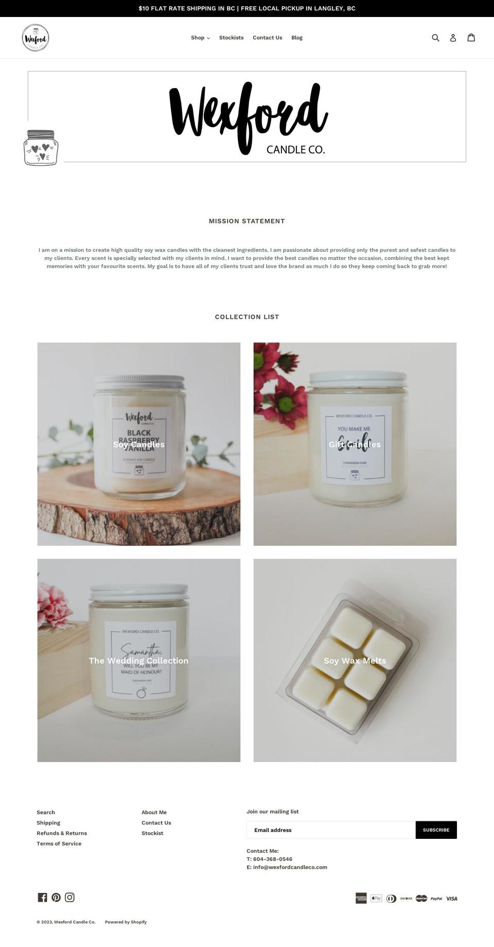 wexfordcandleco.com shopify website screenshot