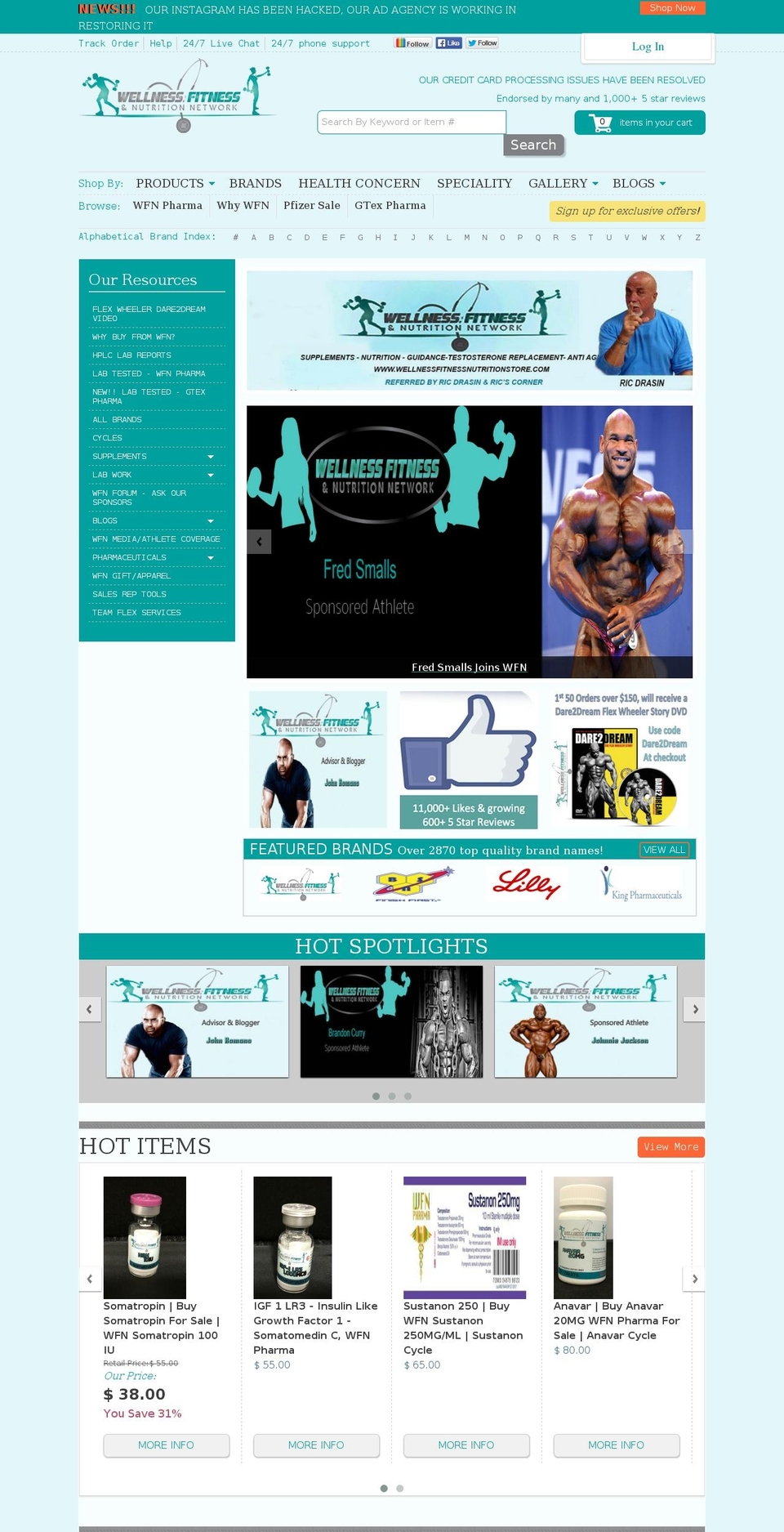 wfnsupplements.com shopify website screenshot