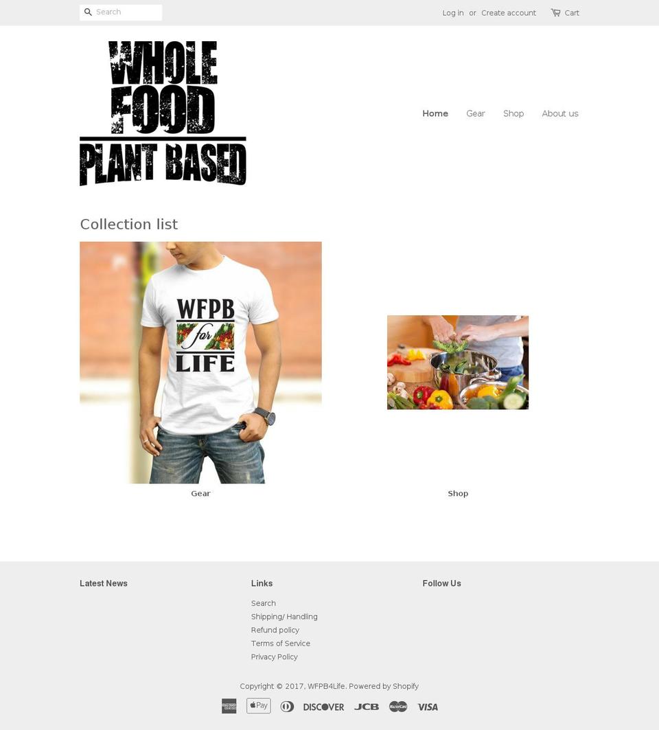 wfpb4life.com shopify website screenshot