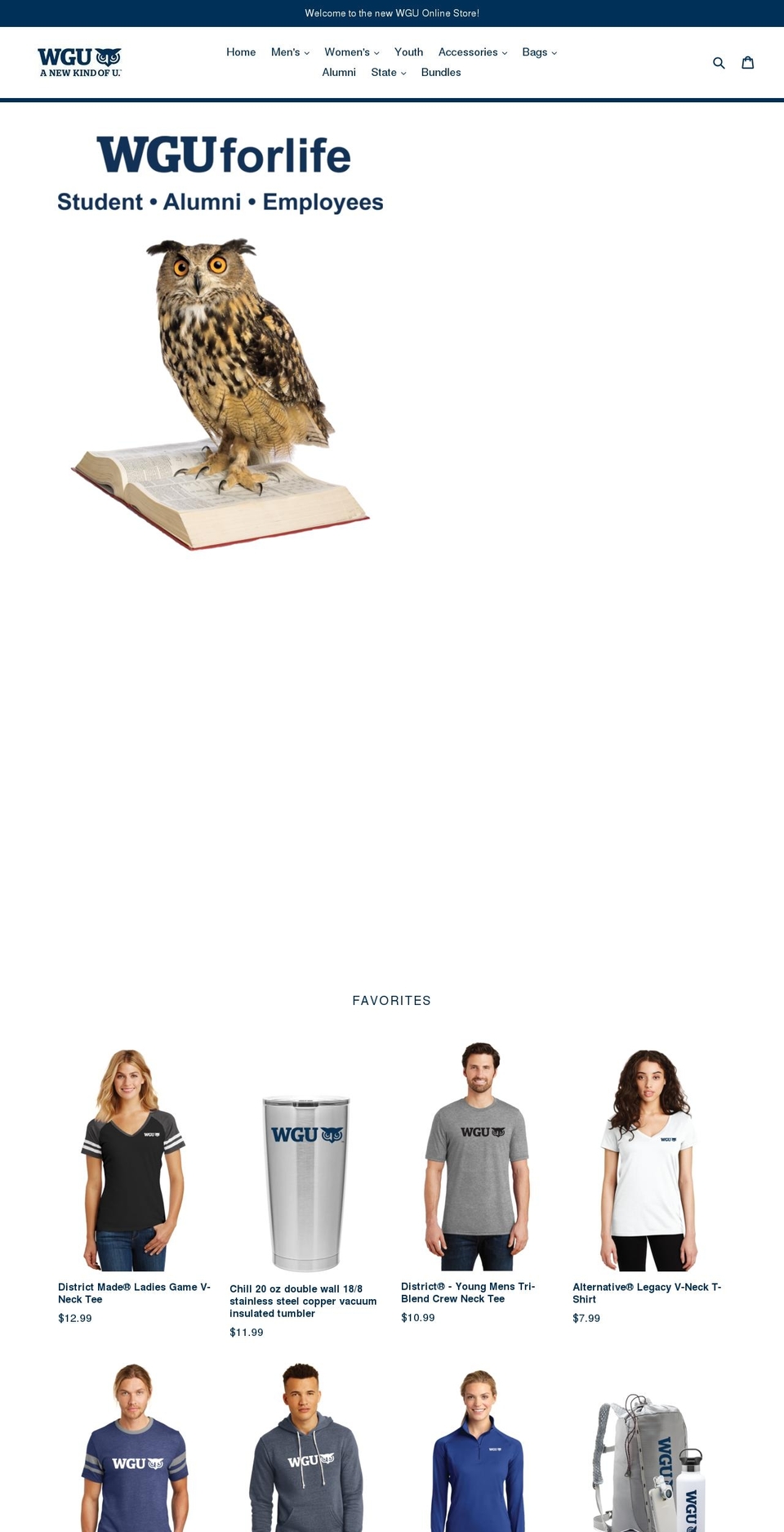 wguonlinestore.com shopify website screenshot