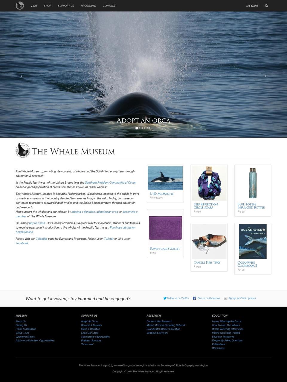 whalemuseum.org shopify website screenshot