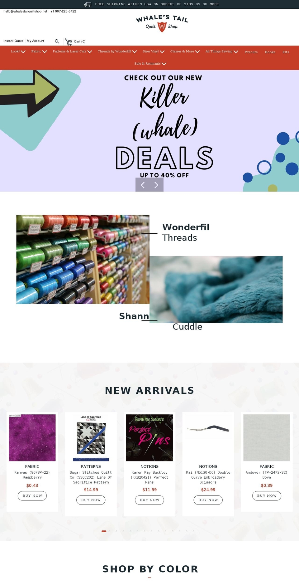 whalestailquiltshop.com shopify website screenshot